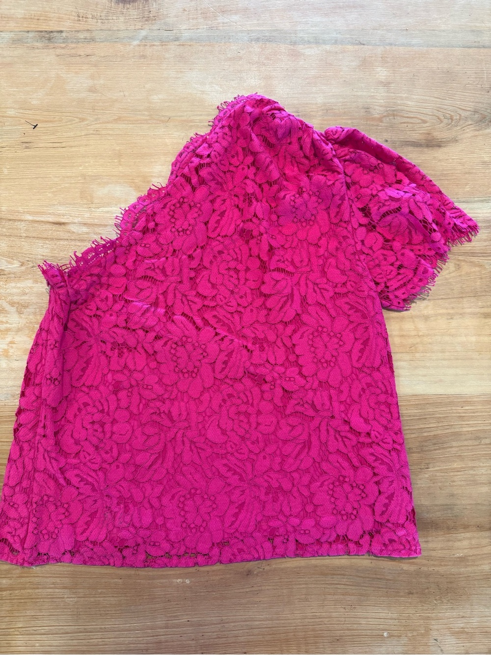 Generation Love Fuchsia Floral Lace One Shoulder Ruffle Top XS
